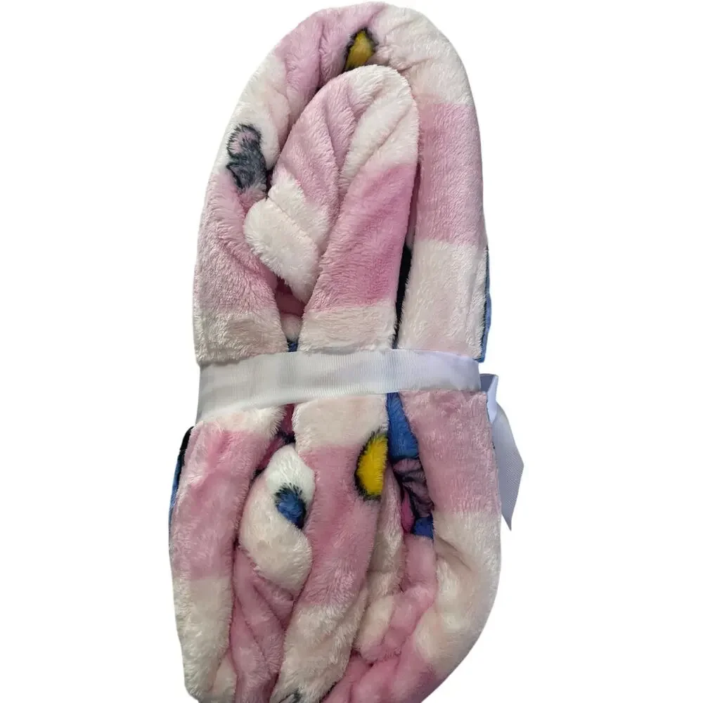 Disney Winnie the Pooh Eeyore Piglet Silk Touch Throw Blanket 60 x 70 Pink Heart